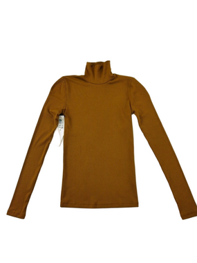 Aritzia Wilfred rib knit turtleneck 2XS NEW with tags Rich Cheatnut brown modal